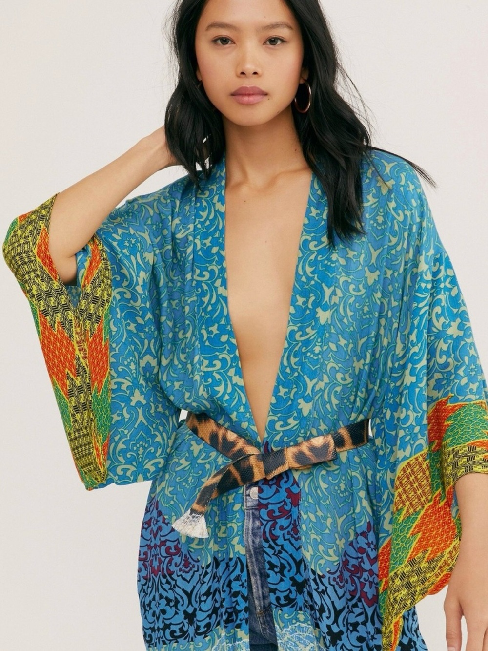 Free People Seven Wonders Maxi Kimono Duster Blue Size OS (one size) - Picture 1 of 11